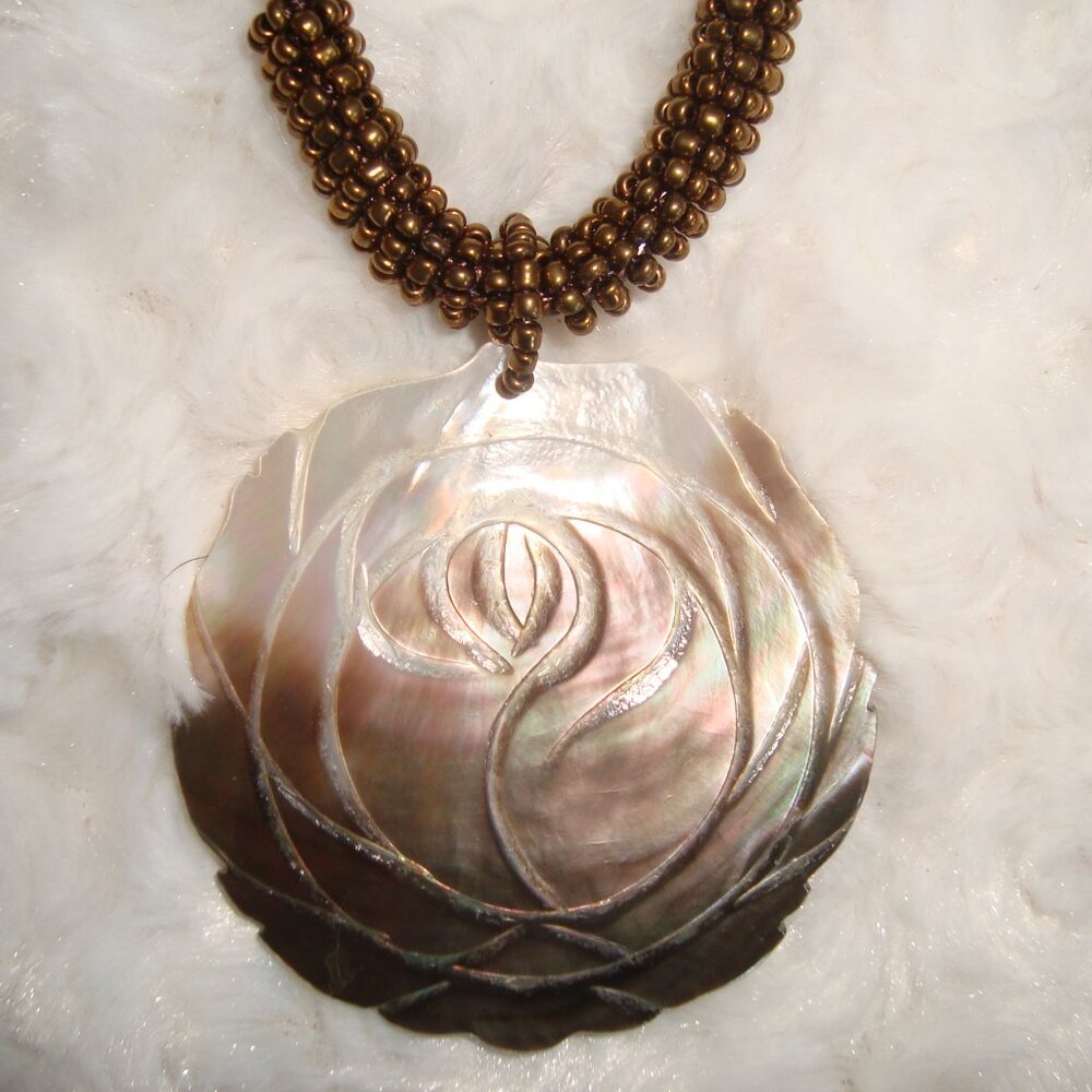 Shell Beaded Multi Strand Necklace 16in. with Extender